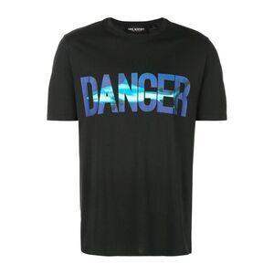Neil Barrett Mens Danger Beach Graphic T-Shirt Small Black